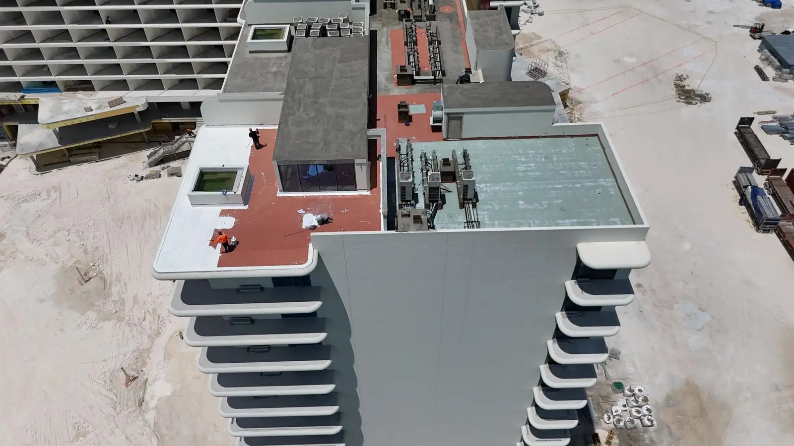 Drone view of the coated upper roof, St. Regis, Turks and Caicos